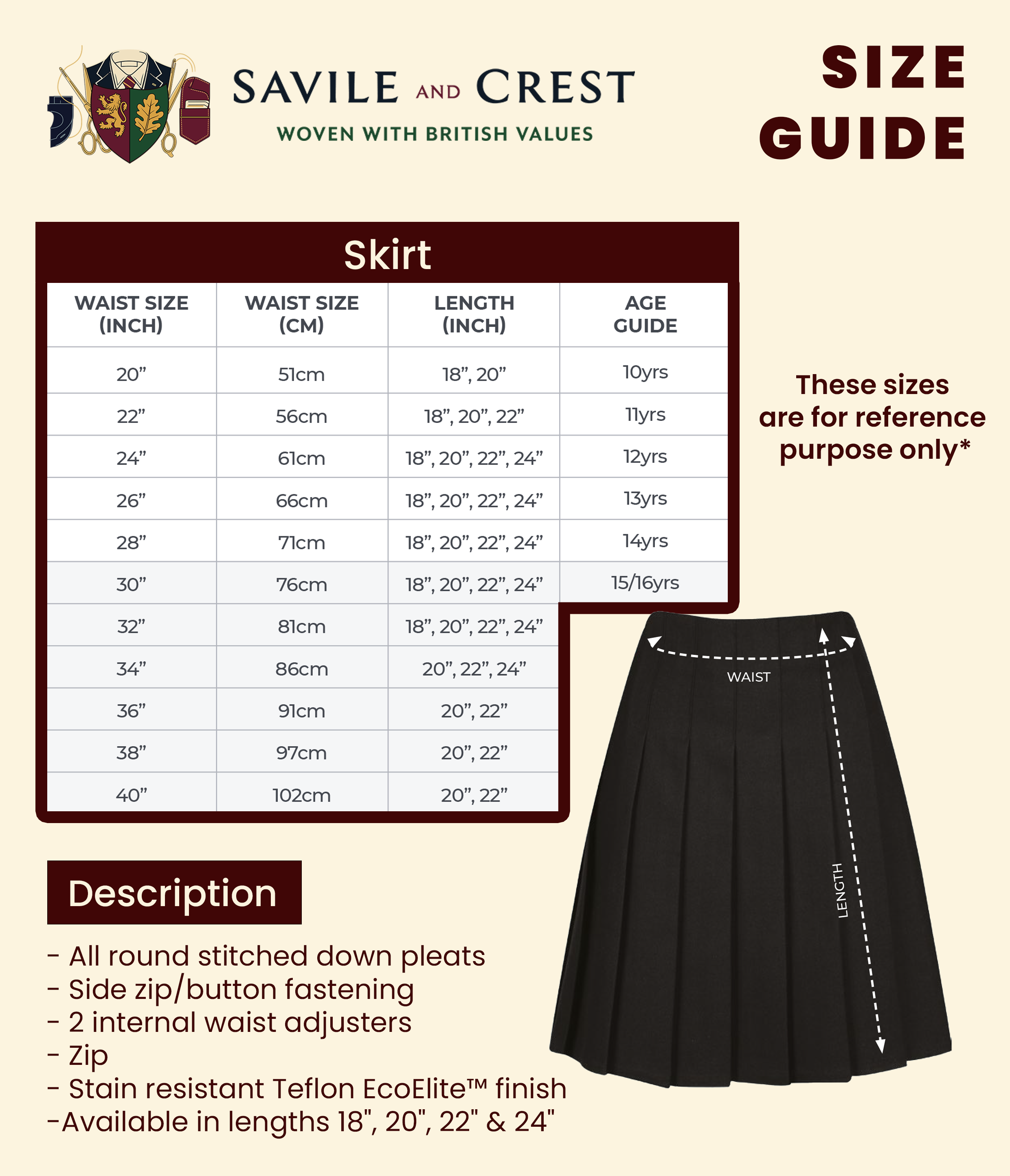 Skirts Size Chart