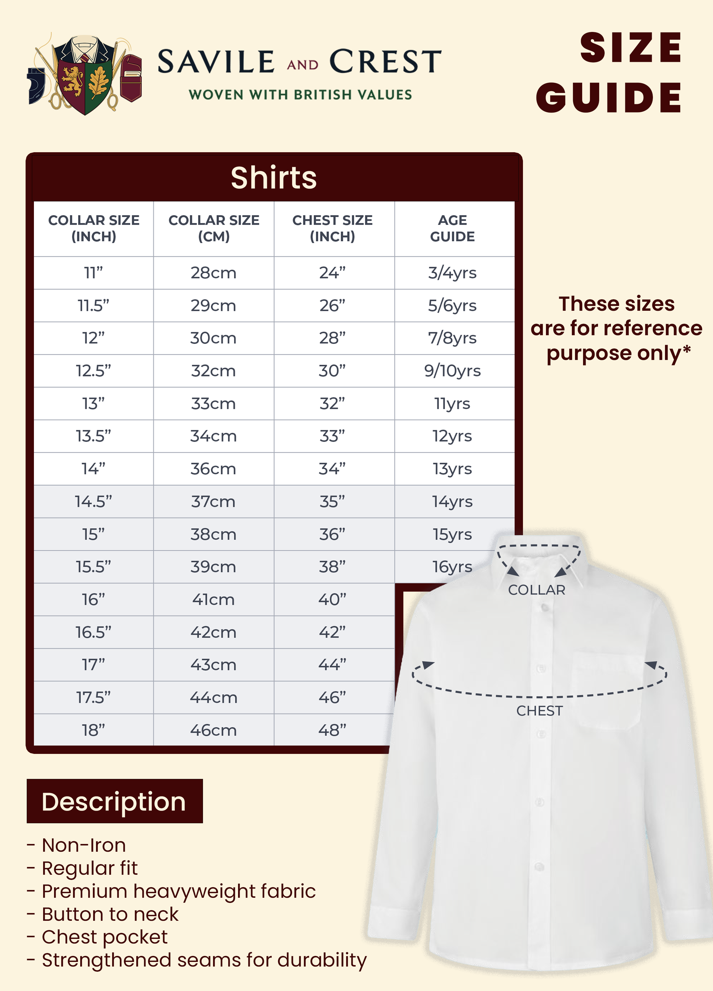 Shirts Size Chart